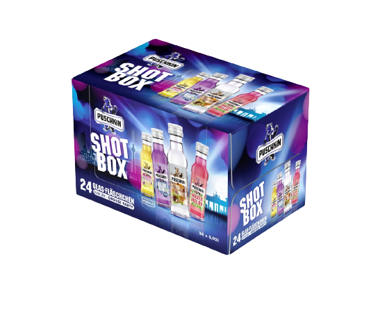 Puschkin Shot Box Glas 24 x 0,02l