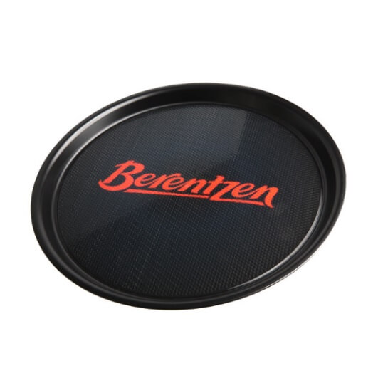 Berentzen Tablett Schwarzes Serviertablett mit rotem Berentzen Aufdruck, 31 Centimeter Durchmesser