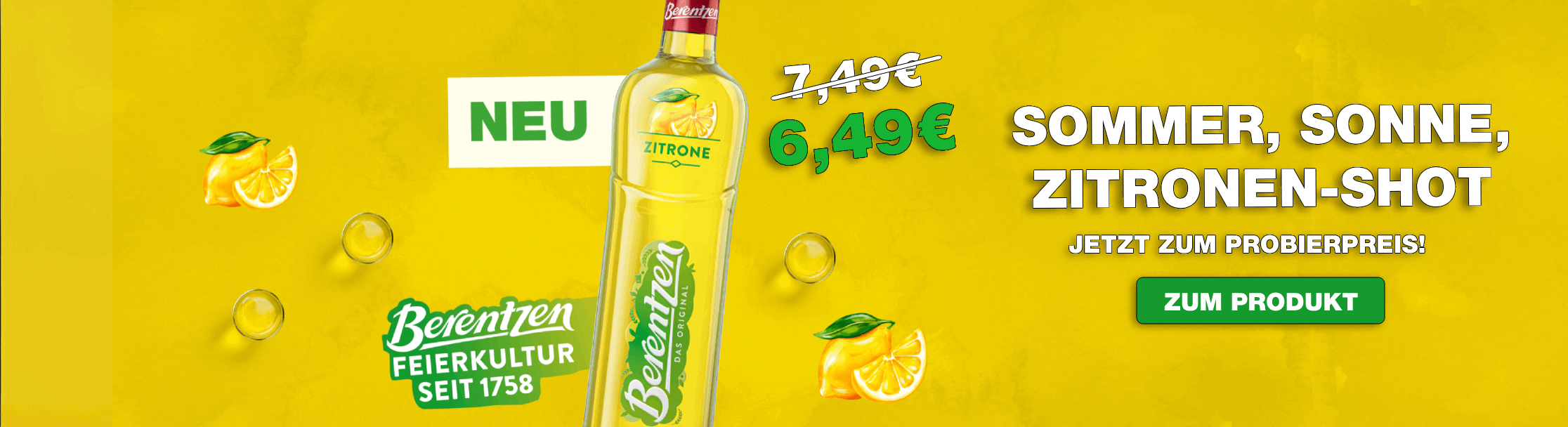 Werbebanner - Berentzen Zitrone im Probierpreis