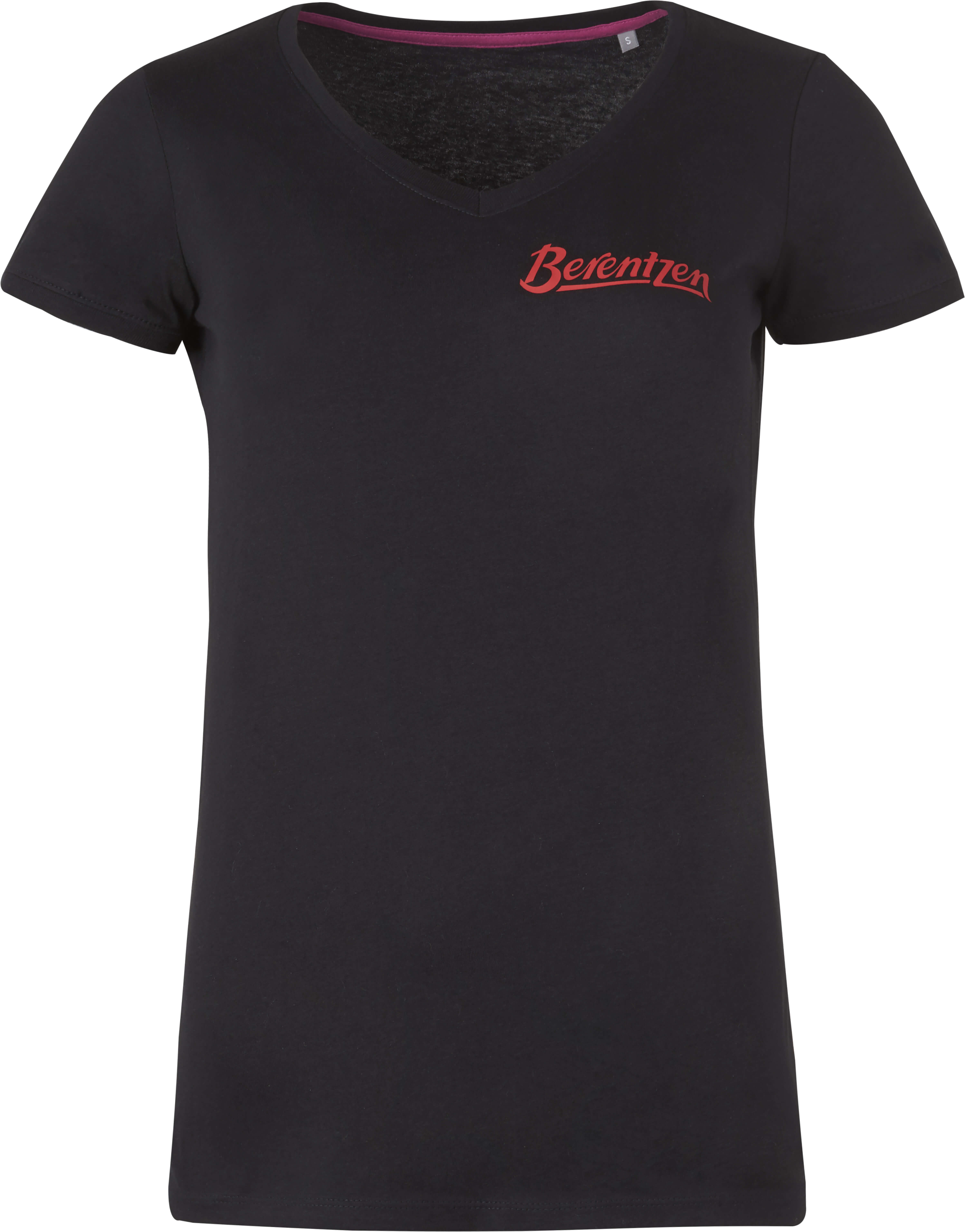 Berentzen Damen T-Shirt V-Neck - Schwarz / Logo Klein