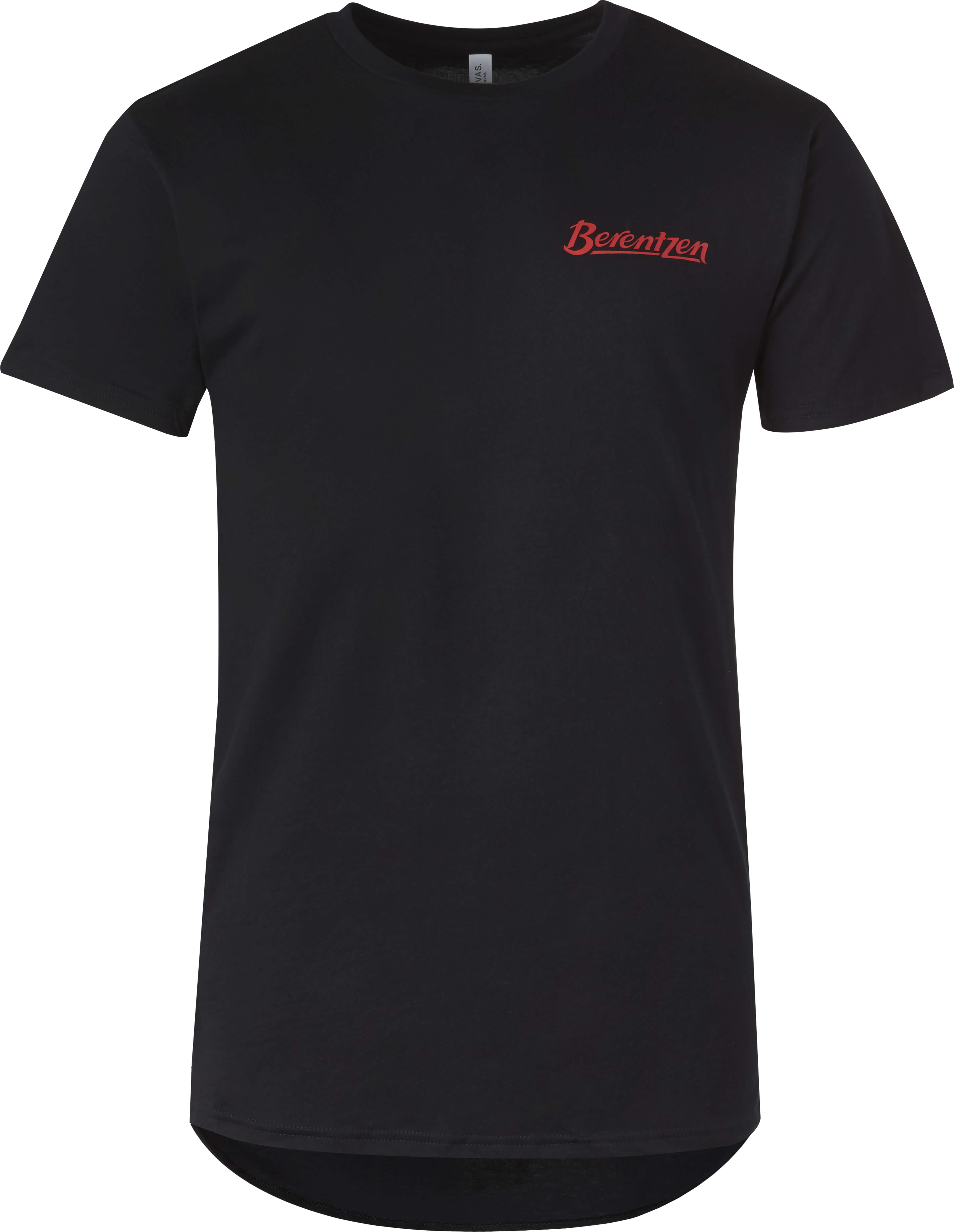 Berentzen Herren T-Shirt Shaped Long - Schwarz / Logo Klein