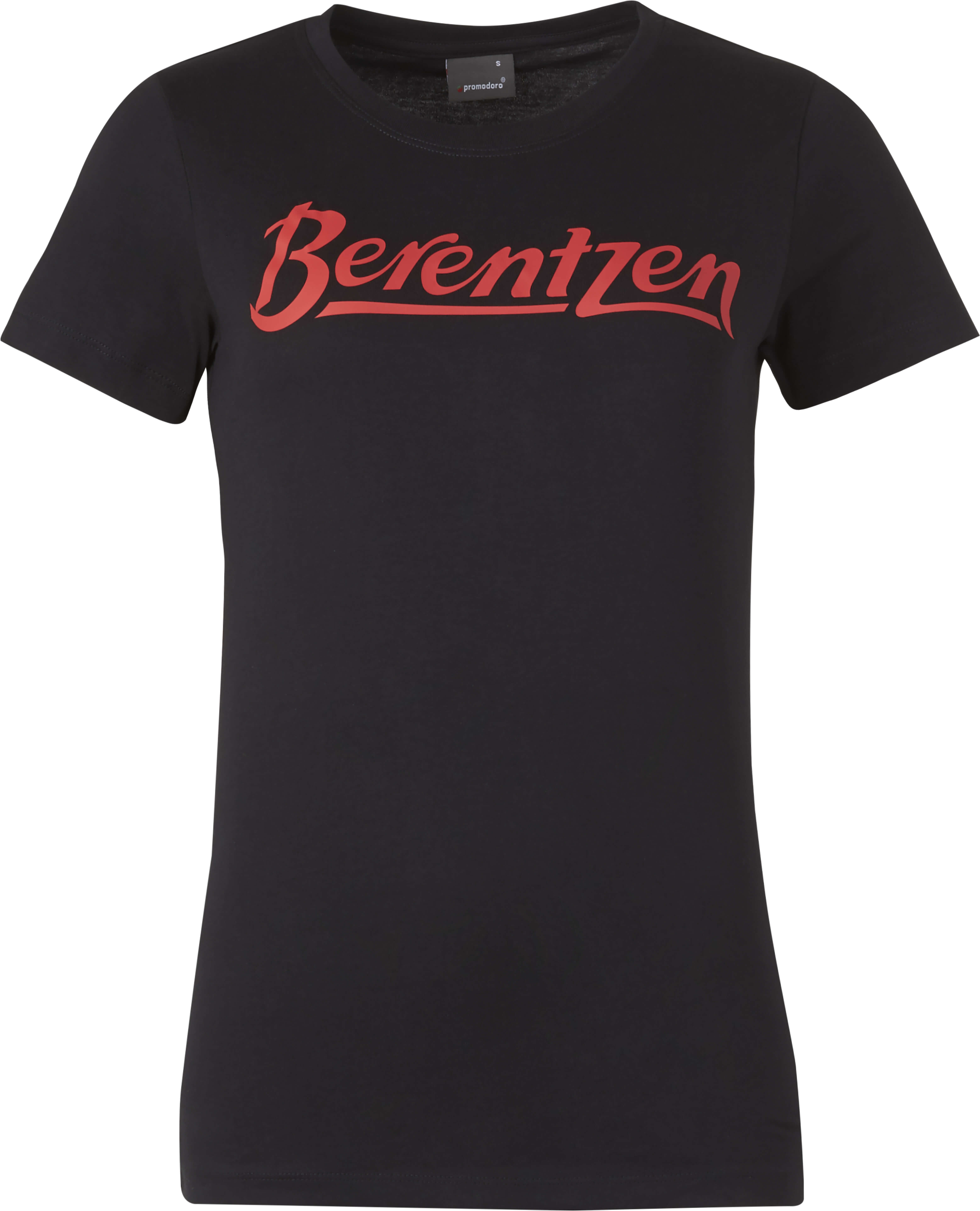Schwarzes Berentzen T-Shirt Schwarzes Berentzen T-Shirt von vorne mit rotem Berentzen Logo