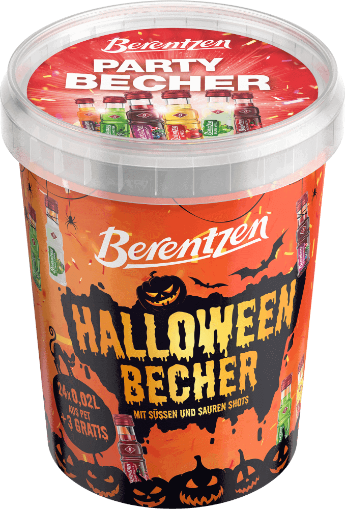 Berentzen Minis Partybecher 24er + 3 gratis x 0,02l PET