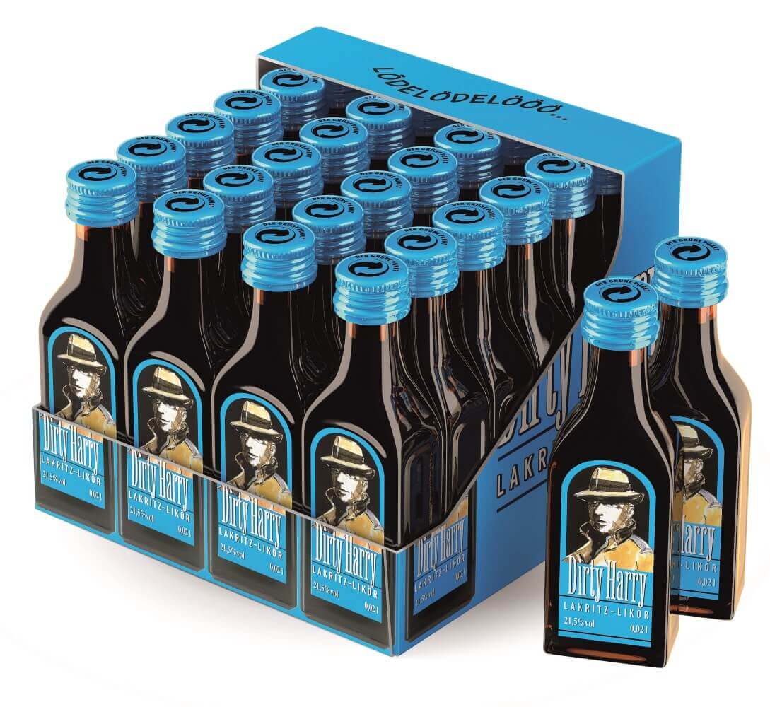Dirty Harry Lakritzlikör Produktbild Dirty Harry Lakritzlikör 24 mal 0,02 Liter Flaschen
