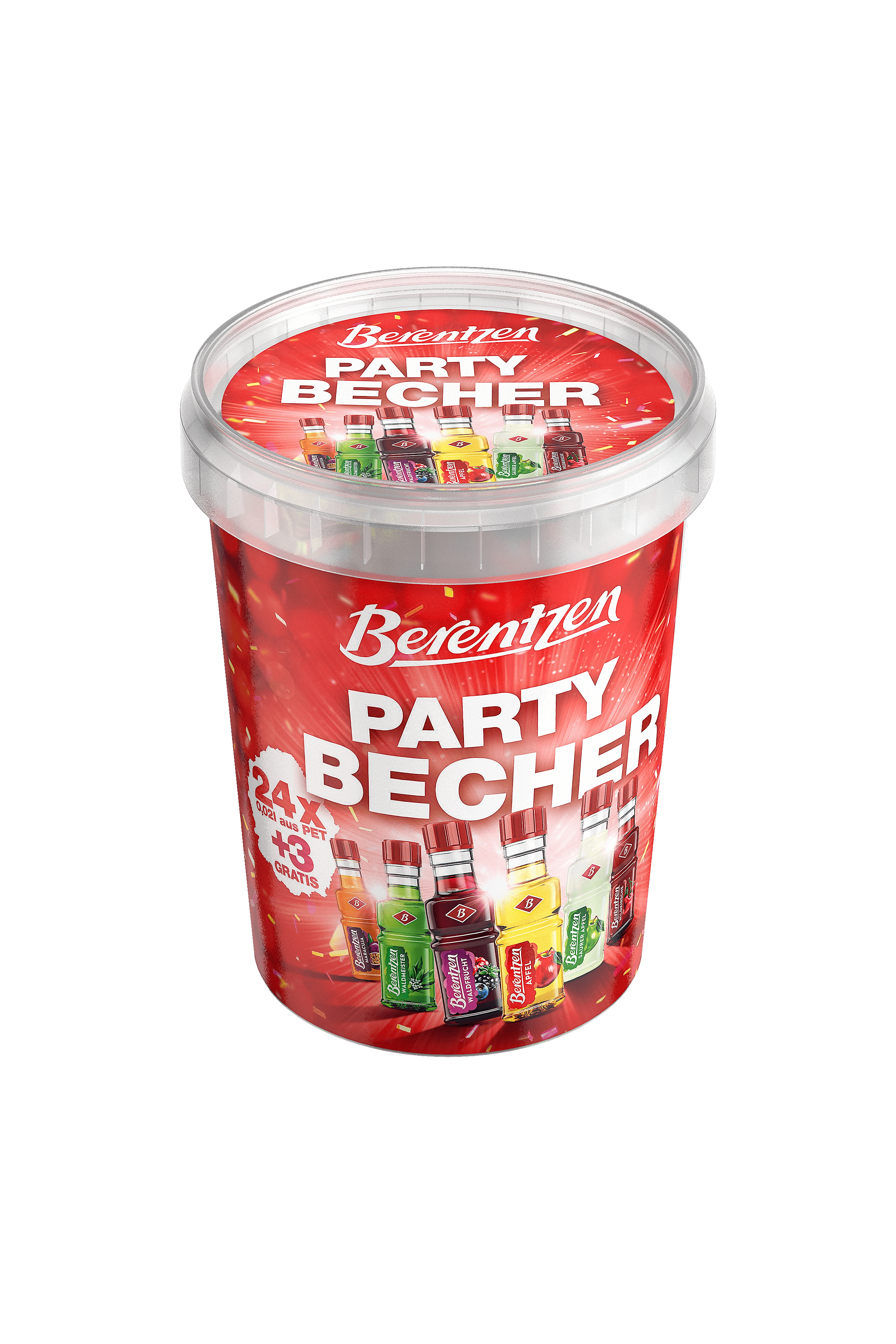 Berentzen Minis Partybecher 24er + 3 gratis x 0,02l PET