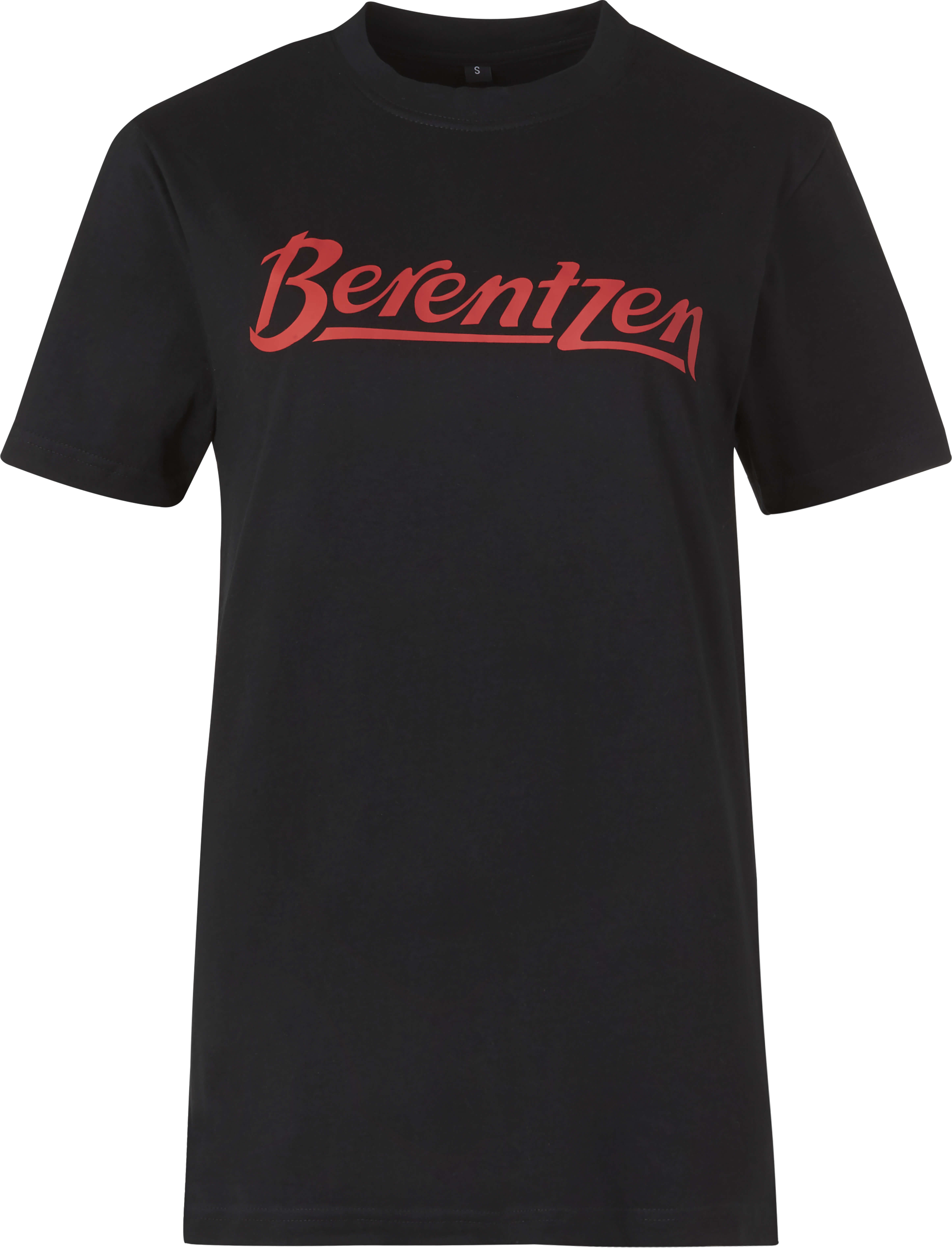 Schwarzes Berentzen T-Shirt von vorne mit rotem Berentzen Logo