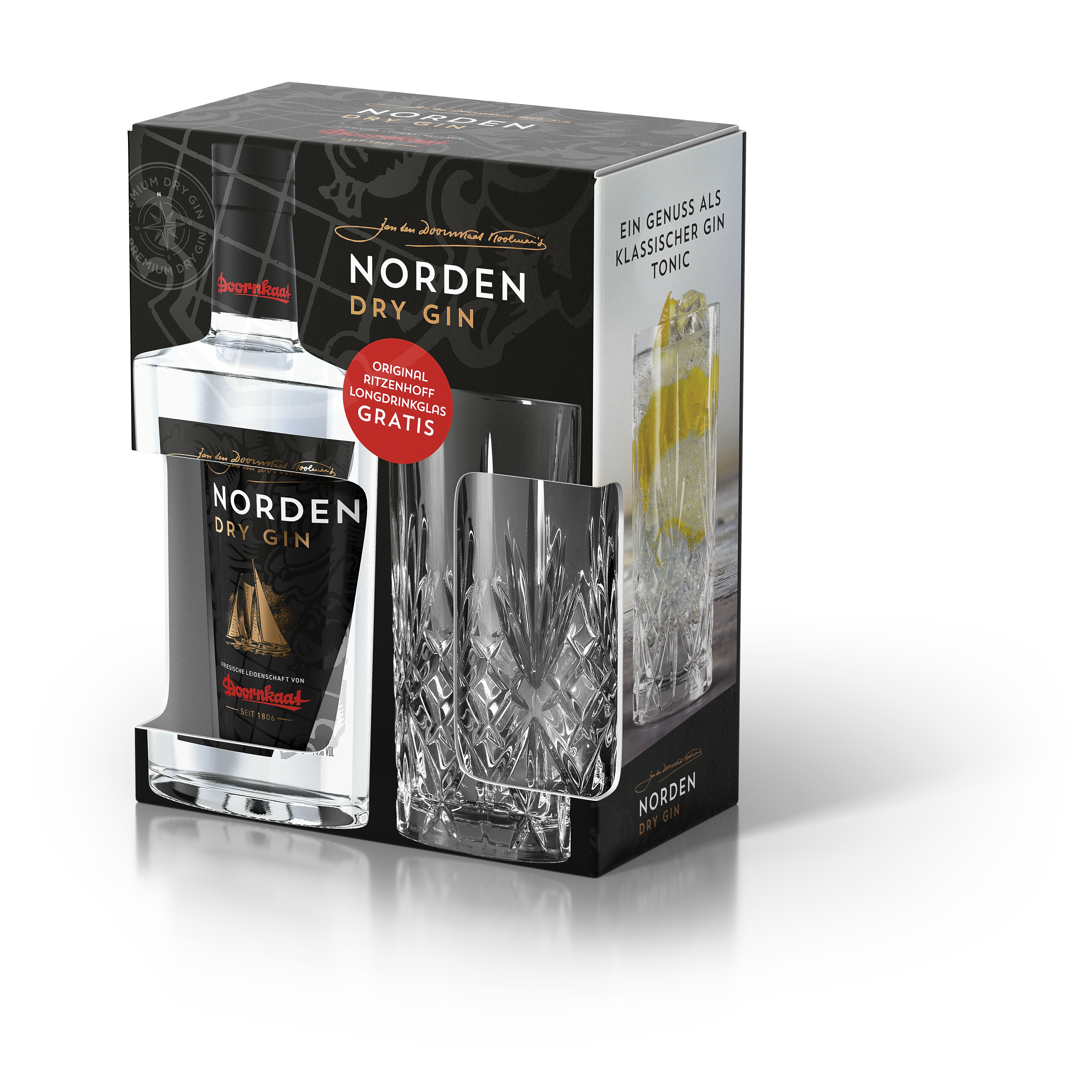 Norden Dry Gin Verpackung inklusive Glas